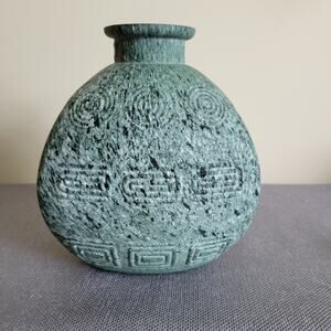 Unique Textured Decorative Art Glass Vase Triangle Textured Medium Over Glass